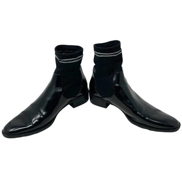 Zara Black Patent Leather Sock Boots Size 39‎ / US 8 - Picture 3 of 8